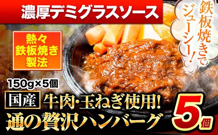 ハンバーグ 5個 国産のお肉使用！ 鶏肉不使用 温めるだけ 「通の贅沢ハンバーグ」濃厚デミグラスソース《7-14日以内に出荷予定(土日祝除く)》 牛 訳あり 小分け 早く届く