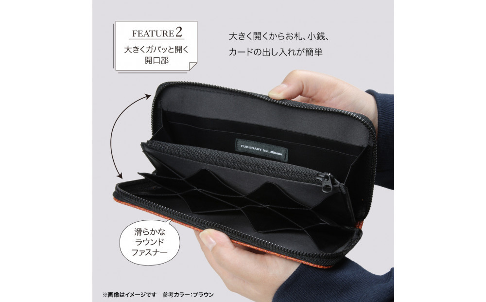 FUKUNARY 長財布 イエロー ミカサ MIKASA バレーボール ラウンドファスナー ファスナー ブランド メンズ レディース おしゃれ 大容量 小銭入れ 千菱 せんりょう 日本製 広島市 フク