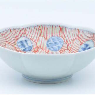 有田焼 文青 輪花預け鉢２個セット（丸紋花弁紋・山水松竹梅）まるぶん A35-187_イメージ3