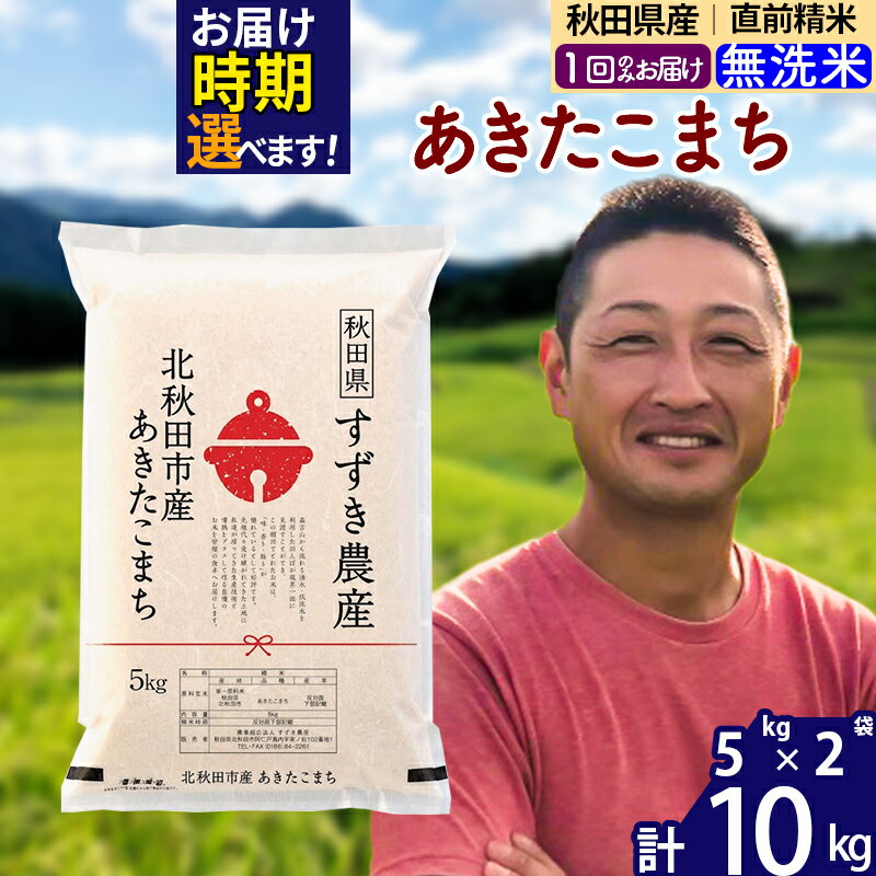【ふるさと納税】※令和7年産※秋田県産 あきたこまち 10kg【無洗米】(5kg小分け袋)【1回のみお届け】2025年産 お届け時期選べる お米 すずき農産