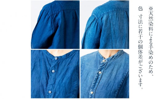 ワンピース シャツワンピース 紺 手染め リネン 切替BIGシャツ INDIGO （藍染） TS13-W06-N シャツ ロング丈 シャツワンピース 羽織 AO062
