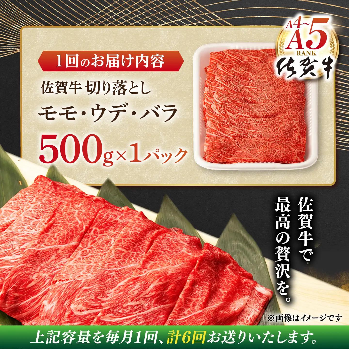 【定期便】 牛肉切り落とし 佐賀牛 総計3.0kg NAB033 牛肉切り落とし 全6回