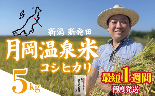 【最短1週間発送!!】 新潟県産 コシヒカリ 5kg 令和7年産 月岡温泉米 こしひかり 月岡 温泉 お米 こめ ご飯 ごはん おいしい 新潟 新潟県 米 新発田産 新潟産 朝食 昼食 夕飯 炊きたて 精米 watasho001_2025