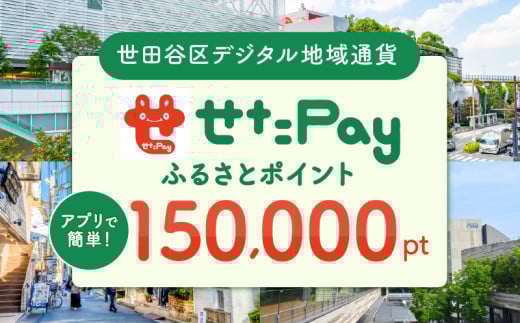 世田谷区 地域限定通貨「せたがやPay」 ふるさとポイント150,000pt（1pt＝1円）150,000円分 せたぺい デジタル地域通貨 電子決済 キャッシュレス 飲食 宿泊 体験 電子通貨 東京都 世田谷