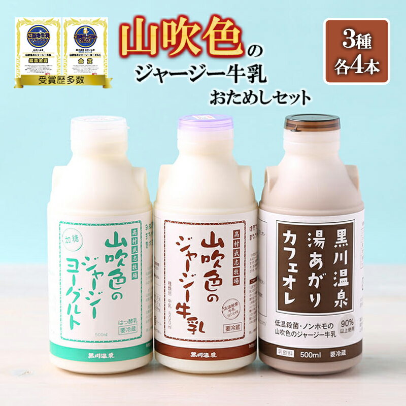 【ふるさと納税】ジャージー牛乳 詰め合わせ お試しセット 飲むヨーグルト 牛乳 200ml カフェオレ ギフト 贈答 セット ご当地牛乳グランプリ 最高金賞 熊本 阿蘇 小国郷 山吹色のジャージー牛乳 金賞 味の評価審査賞 購買意欲審査賞 味覚賞 送料無料【地場産品：類型8イ】