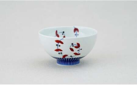 有田焼 しのぎ飯碗 ペア セット さび唐草リーフ【皓洋窯】食器 手描き 茶碗 2個 夫婦茶碗 ギフト 唐草 ちゃわん うつわ 赤 青 A18-152