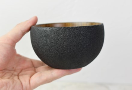 【ざらざら越前漆器】丸椀 炭黒色 くろめ工房