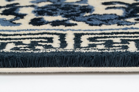 鍋島緞通[手刺繍]鍋島蔓牡丹縁まんじ文/原糸地 70×120cm：C532-003