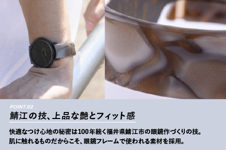＜付け替え用バングルのみ＞鯖江発！眼鏡職人が作った新感覚の腕時計 バングルウォッチ40（バングルのみ）グレーマーブル