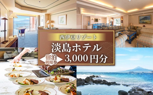 沼津 淡島ホテル 宿泊 補助券 利用券 金額 3,000 円 分 宿泊券 宿泊 静岡 沼津 富士山 淡島 ホテル 旅行 リゾート 無人島