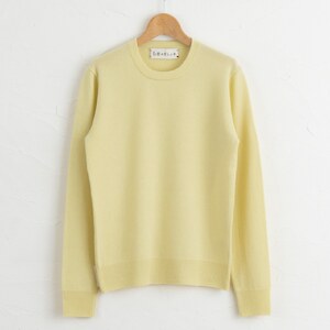 カシミヤ ニット セーター度詰 カシミヤ（L.イエロー）男性用サイズ:LL(46)≪白田のカシミヤ≫ 