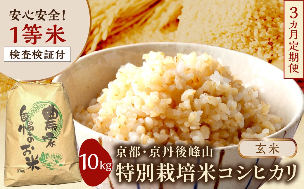 
                  【3ヶ月定期便】2026年産 京都・京丹後峰山 特別栽培米コシヒカリ 10kg 【玄米】 1等米 検査済証付　ふるさと納税 米 玄米 定期便 京都 コシヒカリ 特別栽培 ふるさと納税 玄米 定期便　MF00100
                