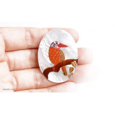 ふるさと納税 加賀市 アカショウビン蒔絵白蝶貝ブローチ |  | 03