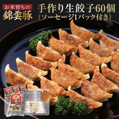 ふるさと納税 上毛町 【ブランド豚肉】お米育ちの錦雲豚　手作り生餃子60個(ソーセージ1パック付き)