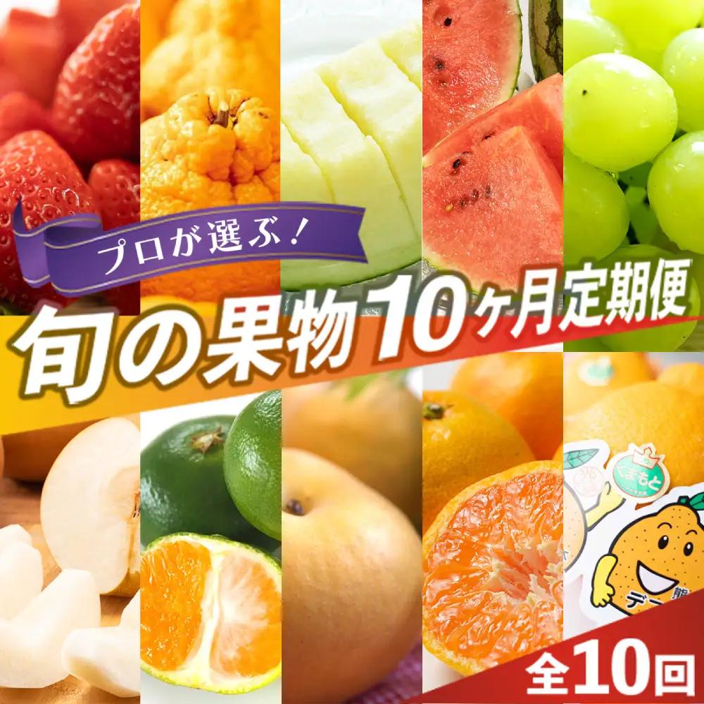 ＜ R8年熊本地震復興支援 ＞プロが選ぶ！旬の果物 10ヶ月定期便 【2027年3月上旬～12月下旬発送予定】 フルーツ いちご 柑橘 メロン スイカ シャインマスカット 梨