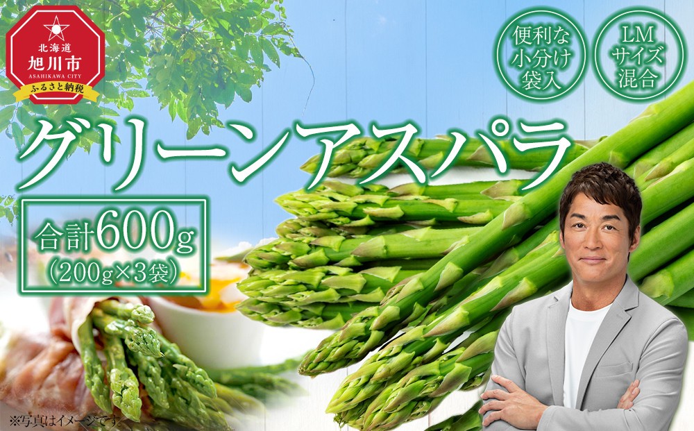 
            【便利な小分け袋入】グリーンアスパラ600g（200g×3袋）(2026年5月より順次発送予定)【 アスパラ アスパラガス 朝採り とれたて 野菜 旬 小分け 保存 産直 産地直送 お取り寄せ 旭川市 北海道 】 _05231
          