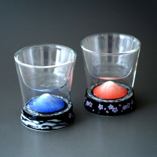 有田焼とガラスのコラボ Fortune glass小２個セット（赤富士・青富士）東洋セラミックス A25-283_イメージ4