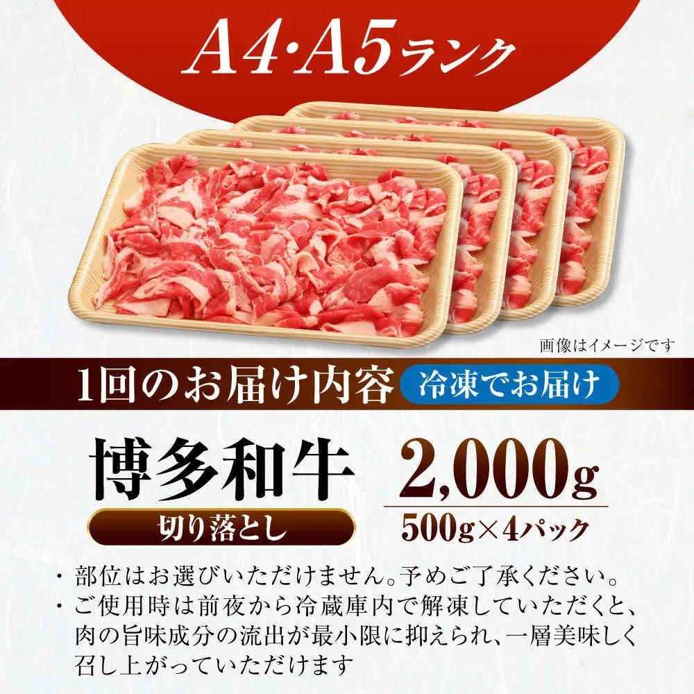 【全12回定期便】【訳あり】【A4-A5ランク】博多和牛 切り落とし 2.0kg(500g×4個) VDZ151 訳あり 牛肉切り落とし