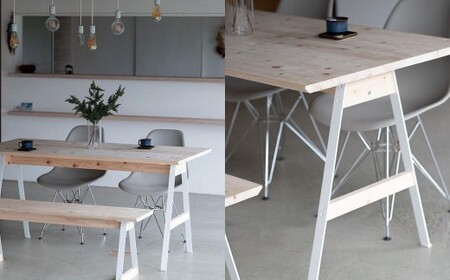 ダイニングテーブル 無垢材 ひのき kinari Table(キナリ テーブル) White【幅150cm×奥行75cm】 M-mo-A50A