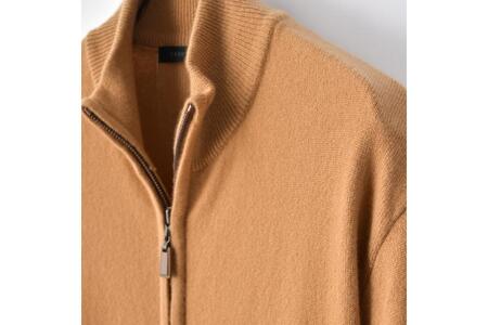 ベビーカシミヤ　フルジップ　メンズ　Lサイズ　【キャメル】 【178003-2】 ｶｼﾐﾔ 天然素材 ｾｰﾀｰ 服 国産 国内製造 ﾍﾞﾋﾞｰｶｼﾐﾔ