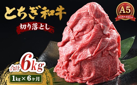 【6ヶ月定期便】とちぎ和牛 A5 切り落とし 1kg【栃木県共通返礼品・栃木県産】 | 肉 牛肉 和牛 国産 切り落とし 栃木県 鹿沼市