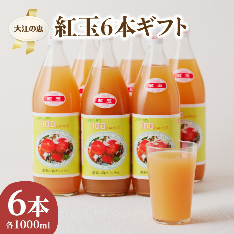 【ふるさと納税】 大江の恵 昔なつかしのすっきり紅玉6本ギフト(各1000ml) 飲料類 果汁飲料 果汁100% りんご ジュース 林檎 リンゴ アップル レビューキャンペーン