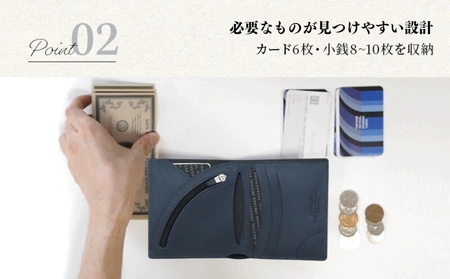 財布 二つ折り R-42 AirWallet tanned leather ネイビー 紺 ウォレット 革財布 皮小物 メンズ レディース おしゃれ コンパクト ハンドメイド 薄い 本革