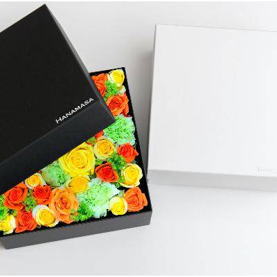 ふるさと納税 小田原市 BOXアレンジメント　イエロー/オレンジ系　21cm |  | 01