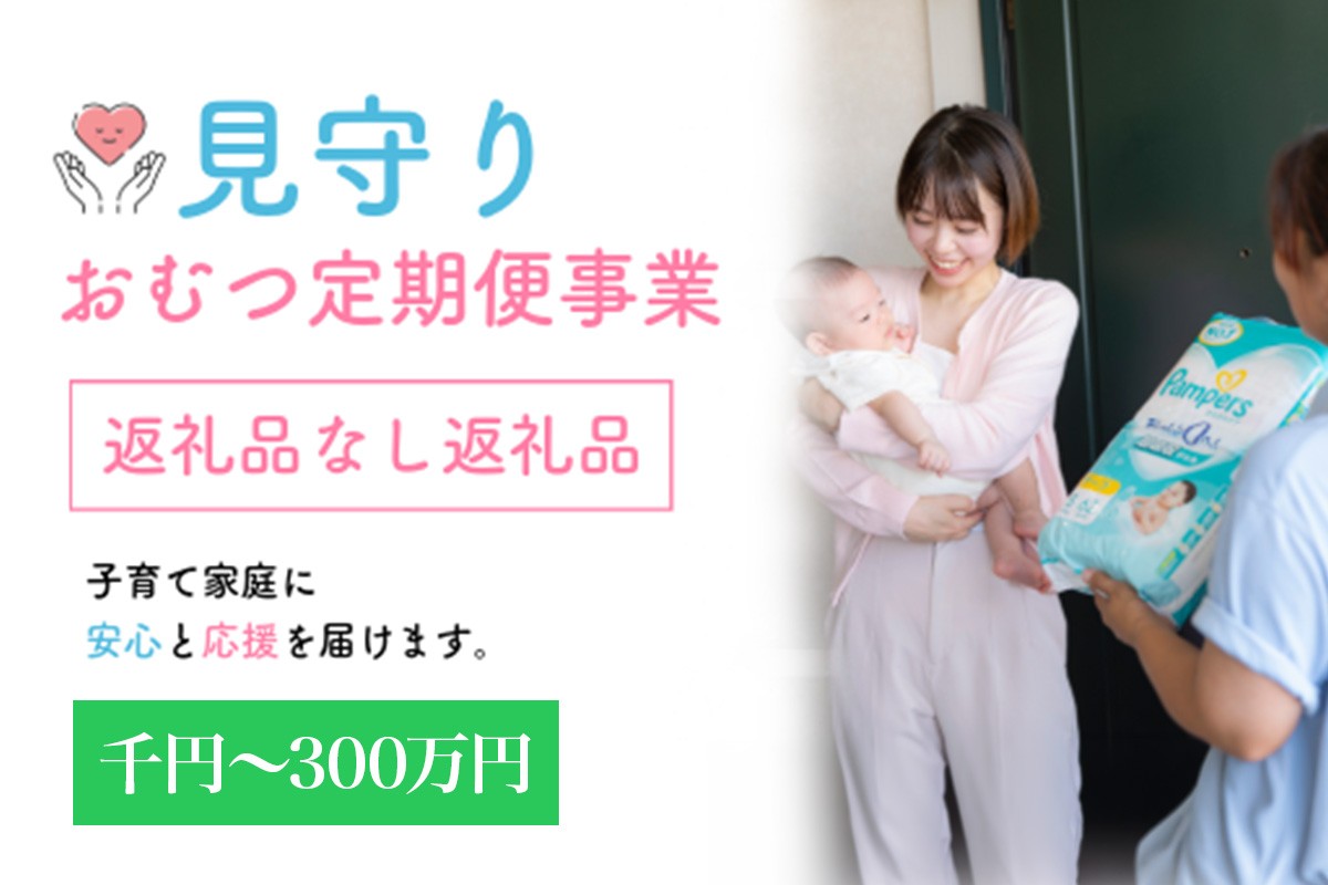 
                  令和8年度見守りおむつ定期便事業【返礼品なし／千円から300万円】｜子育て用品とともに安心と見守りを毎月お届けする事業にご支援を！ [0591-0608]
                