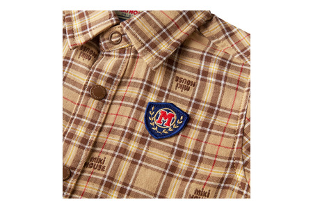 【ミキハウス】長袖シャツ 子供用　ベージュ・90サイズ（55-26-B-90）こども 子ども服 子ども 子供 子供服 播州織 シャツ mikihouse ミキハウス