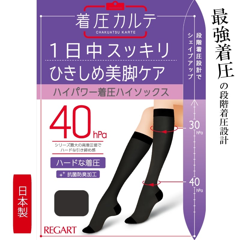 
            【メディックピエドシリーズ】高着圧ハイソックス ブラック S22-24cm M23-25cm MP-HS320
          