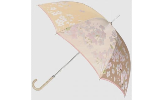 
【槙田商店】晴雨兼用長傘　絵おり　桜　ベージュ 日傘 UV プレゼント 化粧箱 ギフト 老舗
