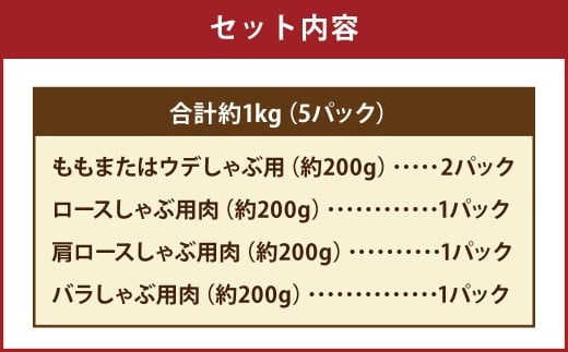 【香心ポーク】 しゃぶ用 薄切り肉 1kg （各部位セット） （もも または ウデ ・ ロース ・ 肩ロース ・ バラ） 合計1kg 豚肉 お肉 肉 しゃぶしゃぶ 薄切り セット 九州 熊本県 冷凍