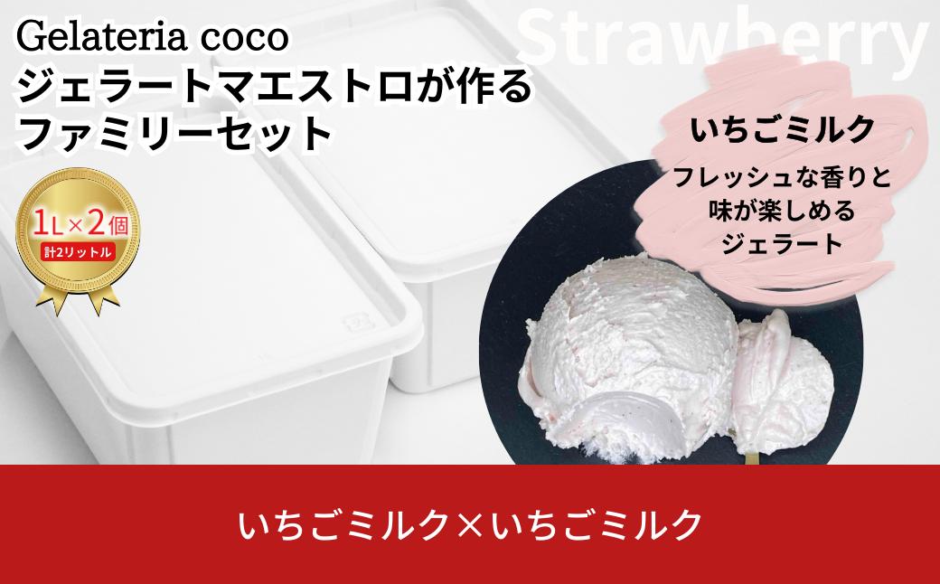 
ジェラートマエストロが作るファミリーセット 1L×2 合計2L[いちごミルク×2] ジェラート アイス 大容量 ファミリーパック 添加物不使用 [Gelateria coco]【017S108】
