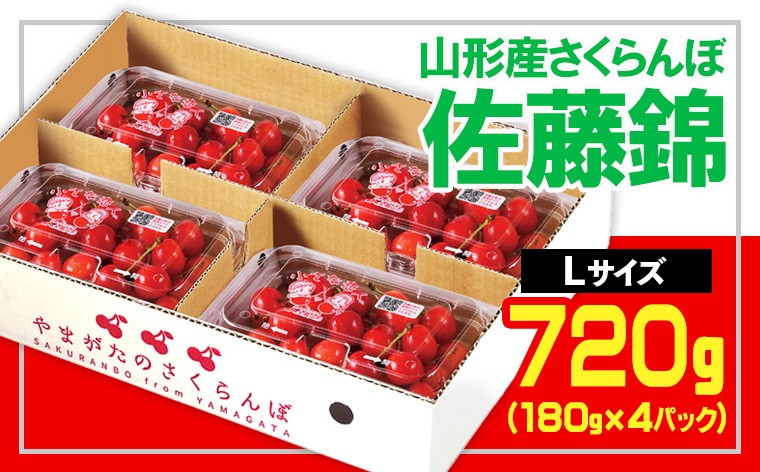 
                  ★山形産 さくらんぼ 佐藤錦★L 720g (180g×4P)【令和9年産先行予約】 FS25-554 くだもの 果物 フルーツ 山形 山形県 山形市 2026年産
                