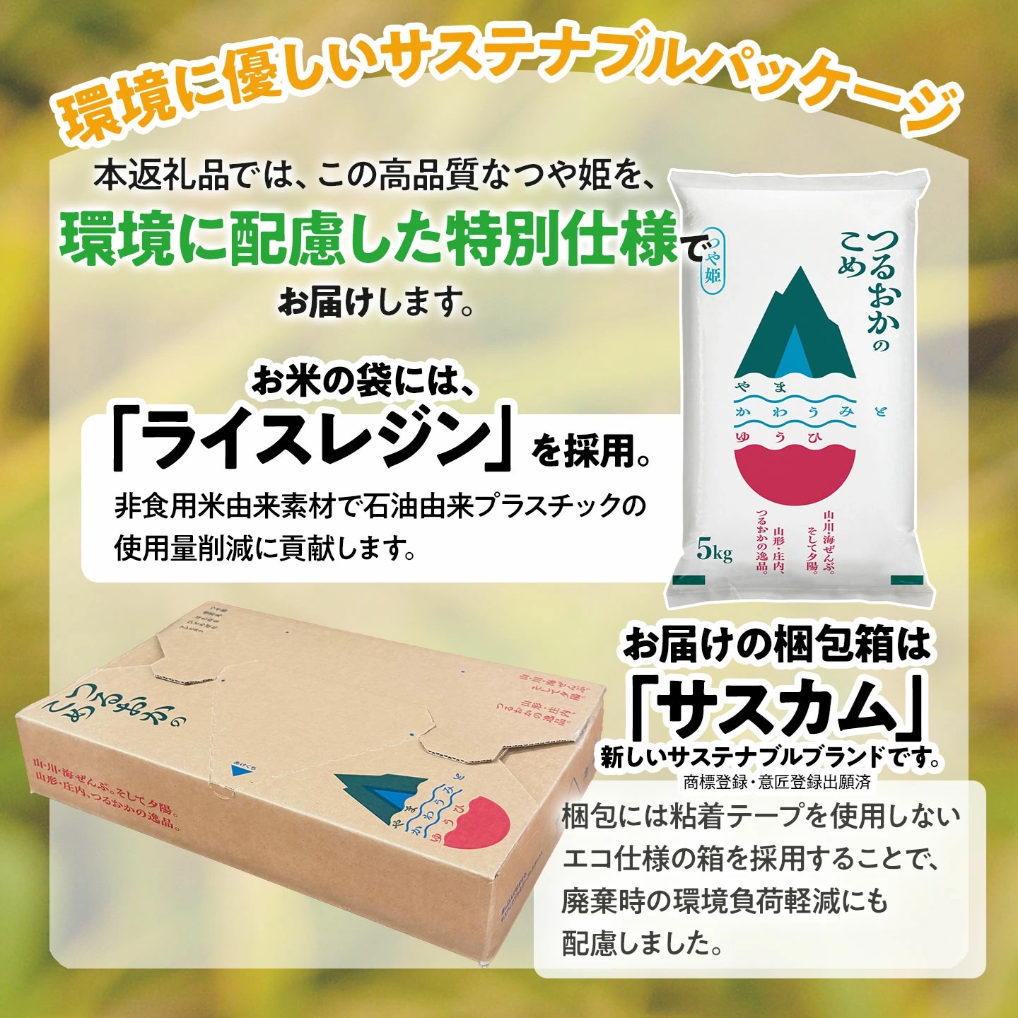 【令和7年産】 特別栽培米 つや姫 玄米 10kg（5kg×2袋）　山形県産　| つやひめ 10キロ 米 お米 コメ 食品 ご飯 ごはん 美味しい おいしい ブランド米 エコ包装 おすすめ 人気 山形