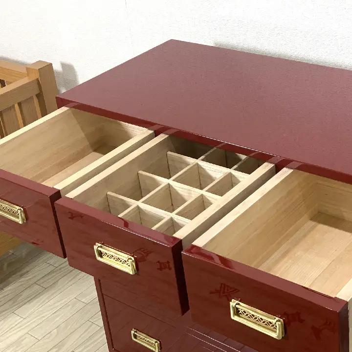桐モダンチェスト 90巾三の三 古代朱 《創業明治2年 田中家具 謹製》【田中家具】