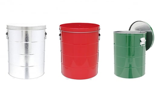 [№5258-7190]0170バケツ職人が作るトタンの米びつ・30kgキャスター付／純国産 防虫 インテリア【赤】