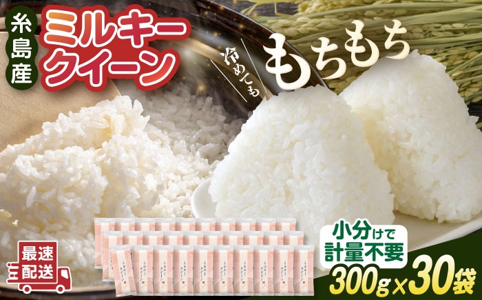 
                  【令和7年産】ミルキークイーン 2合× 30袋 （ 300g × 30袋 ） 小分け袋 糸島市 / 玄米・精米専門店 新飼宗一郎商店 米 白米 [ADE019]
                