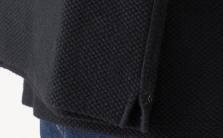 肌触りが良い刺子生地ファスナーTシャツ　九櫻ロゴチャーム付き　黒 3L