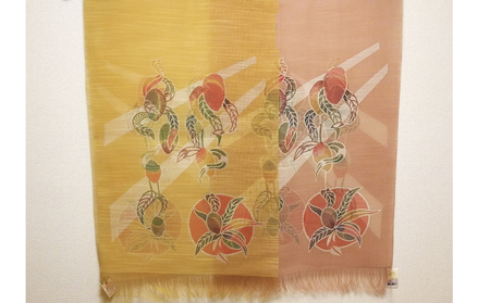 紅型ショール　マンゴー フクギ【藤﨑紅型工房】