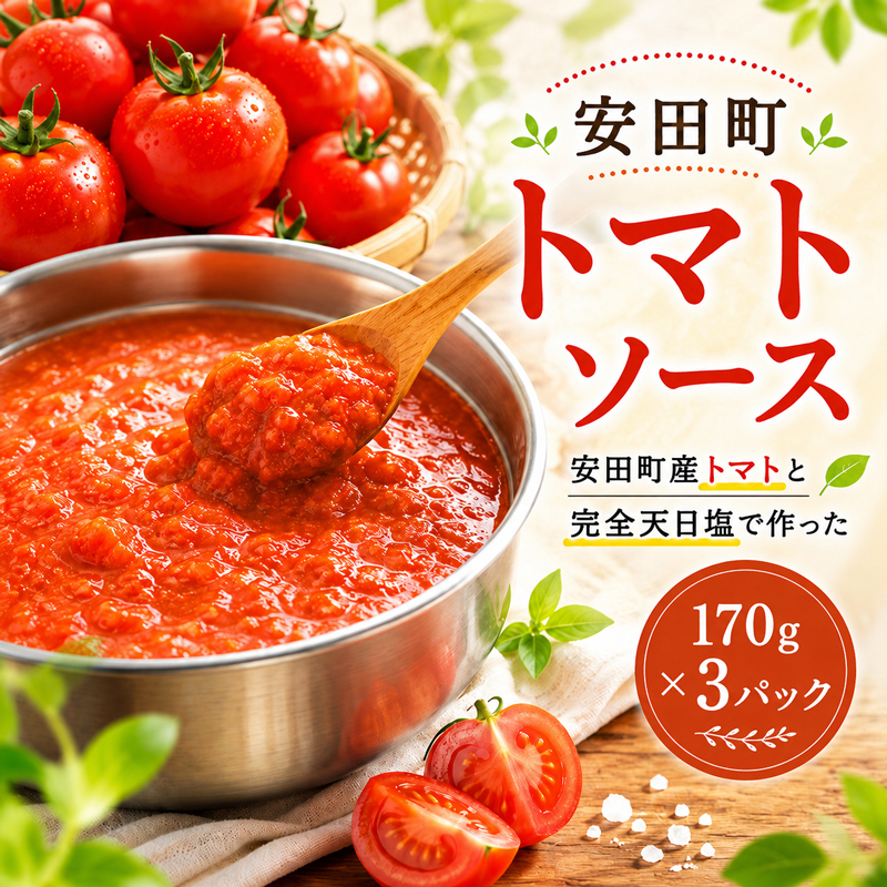 安田町 トマトソース 3袋 詰め合わせ トマトソース 天日塩 使用 170g x 3袋 パスタ ソース 野菜 や 肉 魚介 とスープ に レトルト食品 レトルトスープ レトルト トマトピューレ 調味料 濃厚 高知県 安田町  TR-25