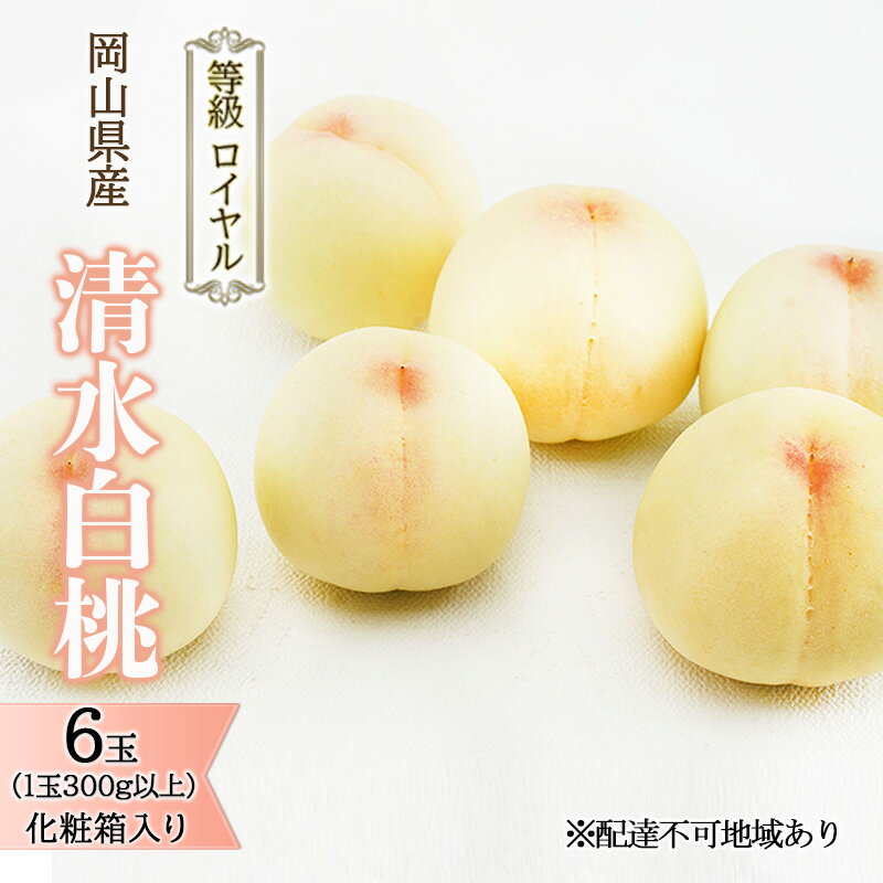 【ふるさと納税】桃 2026年 先行予約 清水 白桃 6玉 （1玉300g以上） 等級：ロイヤル 化粧箱入り もも モモ 岡山県産 国産 フルーツ 果物 ギフト 贈答品 糖度12.0度以上 　お届け：2026年7月中旬～2026年8月上旬