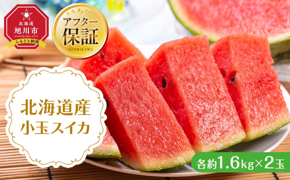 【先行予約】 北海道産小玉スイカ約1.6kg×2玉 (2023年7月中旬から発送予定)