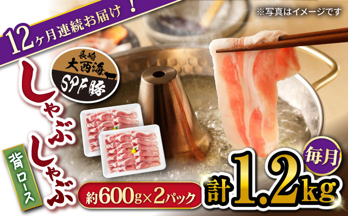 
                  【月1回約1.2kg×12回定期便】 大西海SPF 豚 背ロース（ しゃぶしゃぶ 用）計14.4kg 訳あり ＜大西海ファーム＞ [CEK127]
                