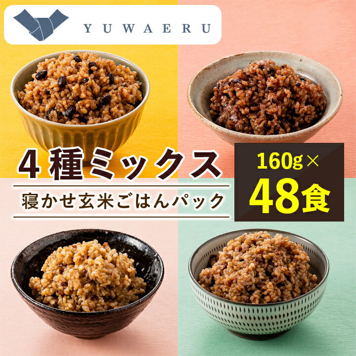 【ふるさと納税】寝かせ玄米ごはんパック　4種ミックス 【160g×48食】_ ごはんパック ご飯 パックご飯 玄米 玄米ごはん 48食 寝かせ玄米 レンジ 簡単 便利 保存食 備蓄 常温保存 小豆 黒米 もち麦 十五穀 ギフト 自宅用 送料無料 【配送不可地域：離島・沖縄県】【1587839】