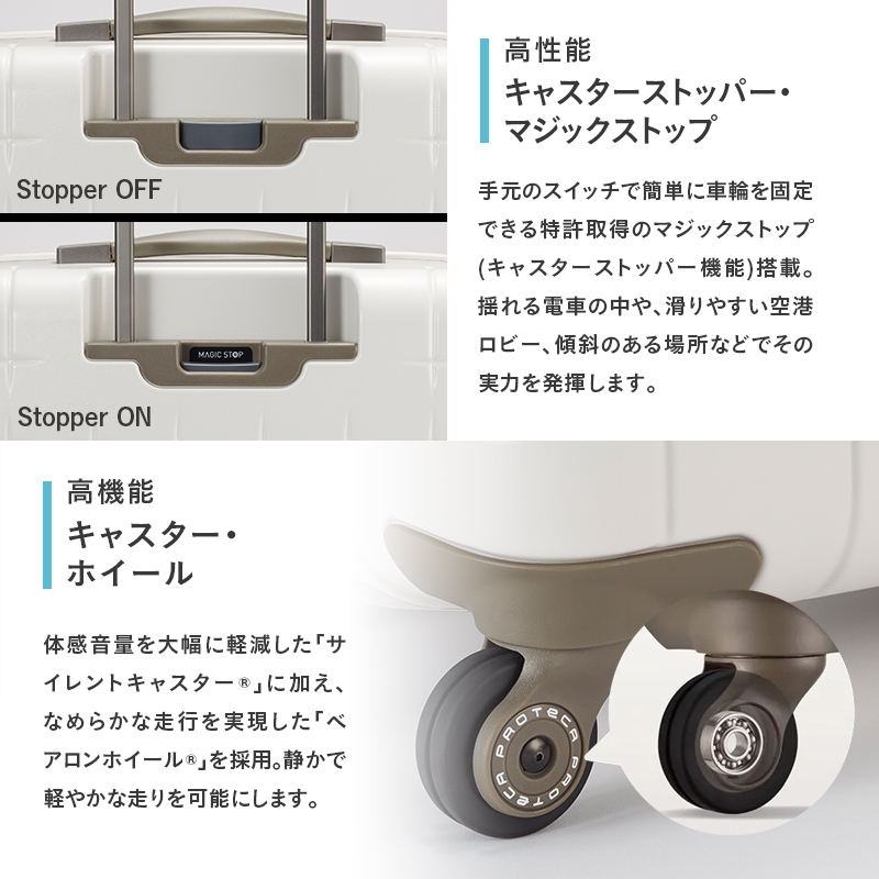 PROTeCA 360G4 02423(03コズミックネイビー) 71L  プロテカ  スーツケース 日本製 360度ファスナー開閉 5-7日の旅行におすすめ_イメージ4