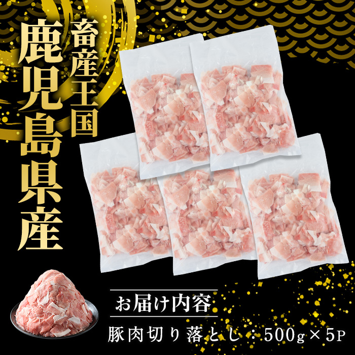 《訳あり》鹿児島県産 豚肉 切り落とし (計2.5kg・500g×5P) 小分け 冷凍 国産豚肉 鹿児島 ポーク 肉 個包装 人気 ランキング【スターゼン】_starzen-1362