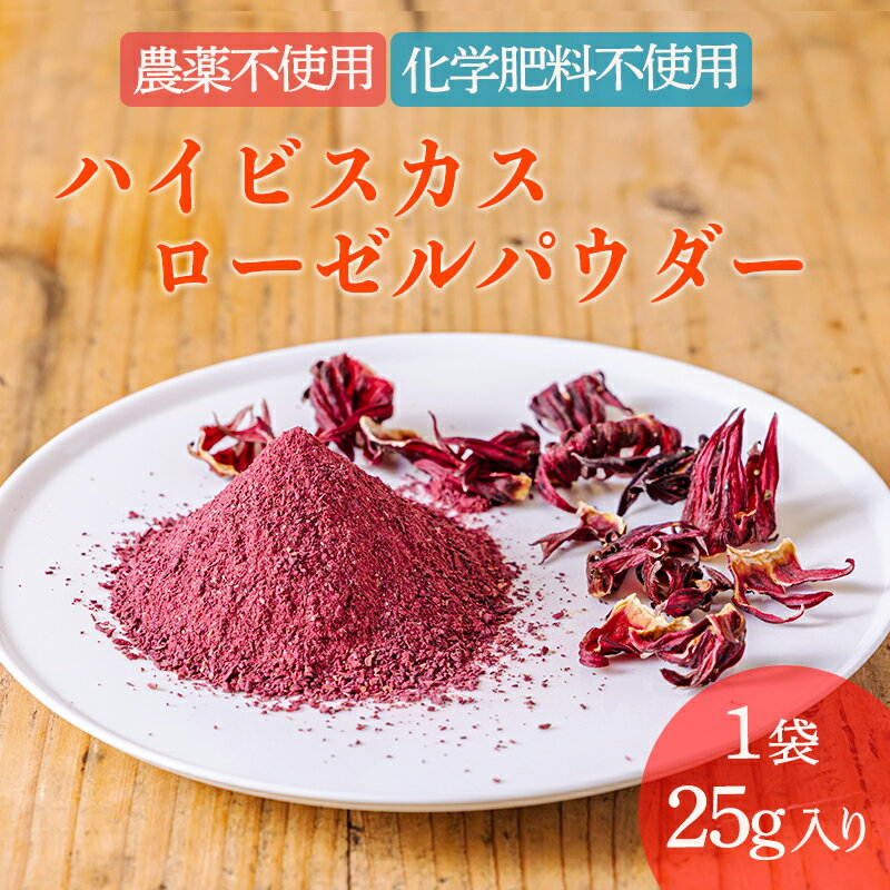 【ふるさと納税】国産 ハイビスカスローゼルパウダー1袋(25g) 無農薬 農薬不使用 化学肥料不使用 乾燥予防 ビタミンC 南九州産 お茶 健康茶 ノンカフェイン 無添加 無着色 体内環境を整え肌質や血行改善 送料無料 宮崎県 故郷納税 10000円以下 5000円 オンラインワンストップ