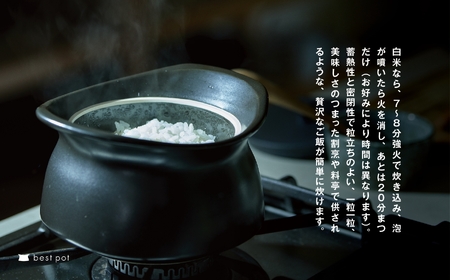 best pot（ベストポット）16cm　アッシュグレー　［モラトゥーラ　四日市萬古焼　ばんこやき　鍋　省エネ　耐久性　人気　メディア 　ごはんがおいしい 使いやすい　時短　人気割烹愛用　無水調理　耐